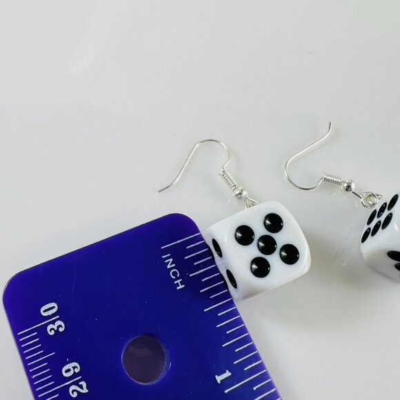 Let's get lucky! Super cute lucky dice earrings in clear Royal Blue. - Picture 6 of 6